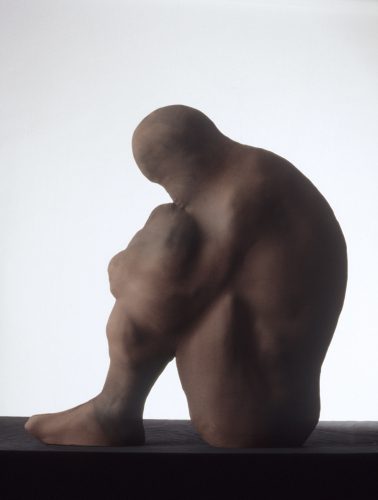 Red Hunched Man, 1988, ceramic