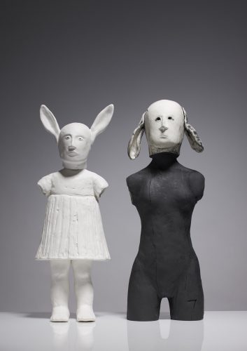 Left; Rabbit Girl
Right; Lop-eared Woman, 2015, ceramic