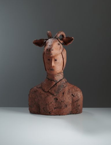 Red Careto Portrait, 2019, ceramic